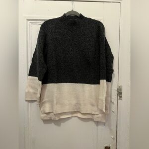 Michael Kors Grey and White Cowl Neck Sweater
